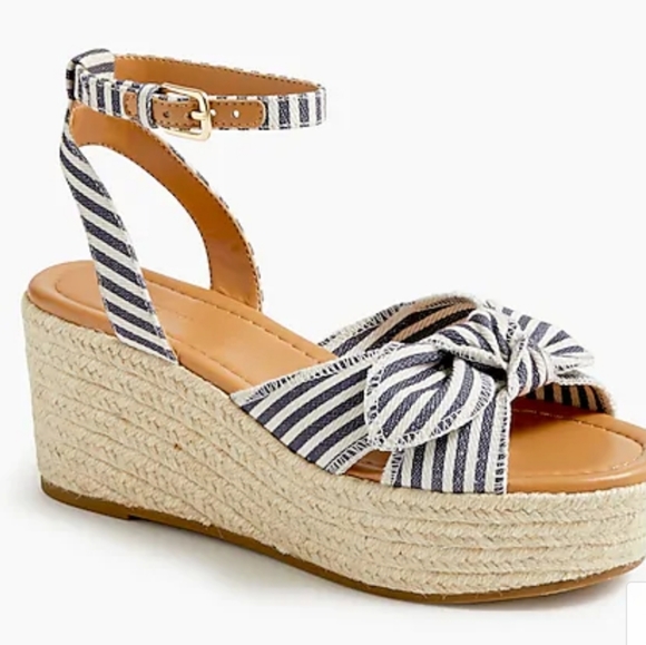 J CREW SIZE 9 CANVAS BOW FLATFORM ESPADRILLES - Picture 4 of 5